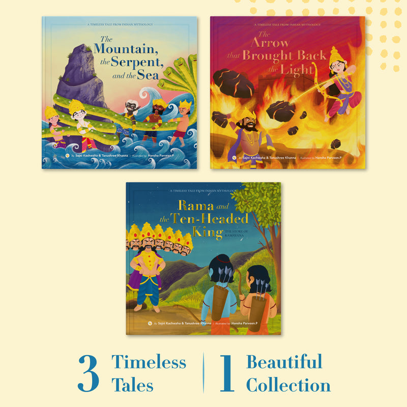 Stories Worth Passing On bundle – covers of Rama and the Ten-Headed King, The Arrow that Brought Back the Light, and The Mountain, the Serpent, and the Sea